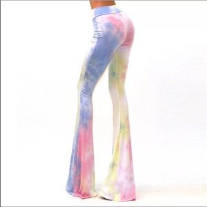 Rainbow pastel pink barbie unicorn pant flare bell